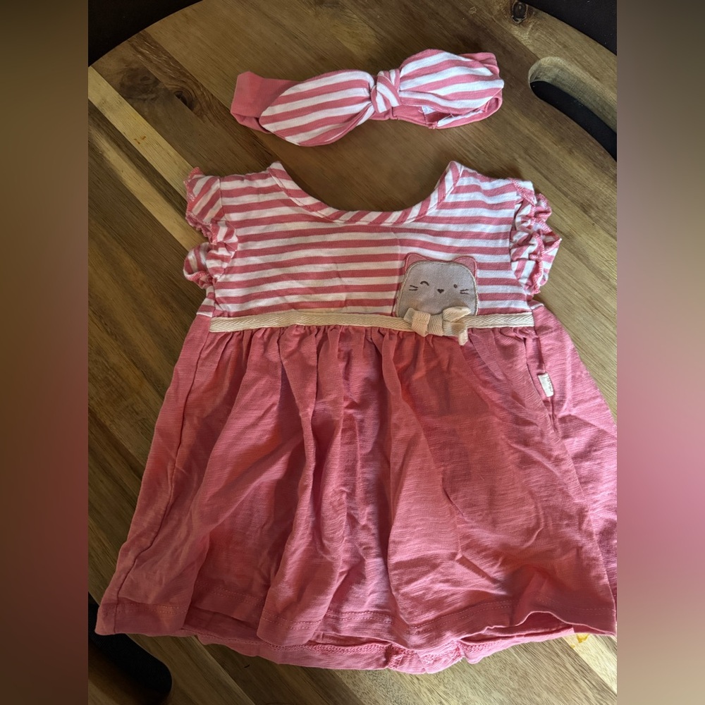 Mayoral Striped Pink Kitty Cat Baby Dress